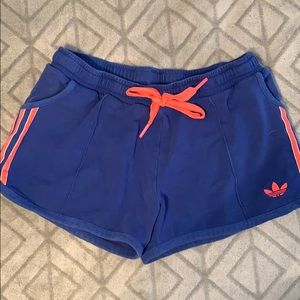 Navy Blue and Neon Pink Cotton Shorts